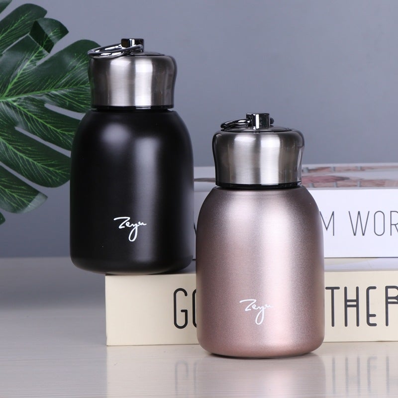ZEYU Internet celebrity student male and female stainless steel large belly insulated cup, small fat Ding portable sports student water cup pocket gift, rose gold 300mL - Image 4